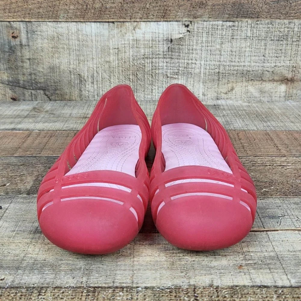 Crocs Adrina II Jelly Flat Women 5 Pink Slip On Sandal Cutout Design Waterproof - Picture 2 of 9